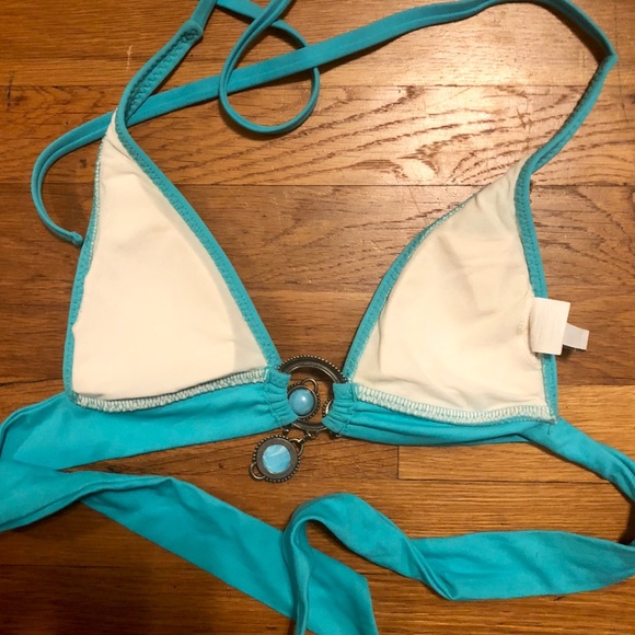 Becca Turquoise Bikini Top with Dangling Hardware - Picture 4 of 5